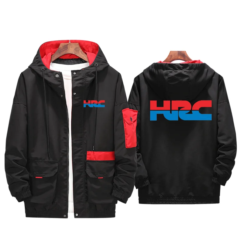 Мужская ветровка с капюшоном приталенная куртка-бомбер размера плюс для весны и