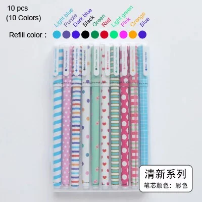 Fresh 10 colors FULAIKATE модные канцелярские принадлежности Цветочный цвет воды ручка пользовательский цвет нейтральный черный вода 10 цветов Набор Студенческая офисная универсальная ручка - Цвет: Fresh 10 colors