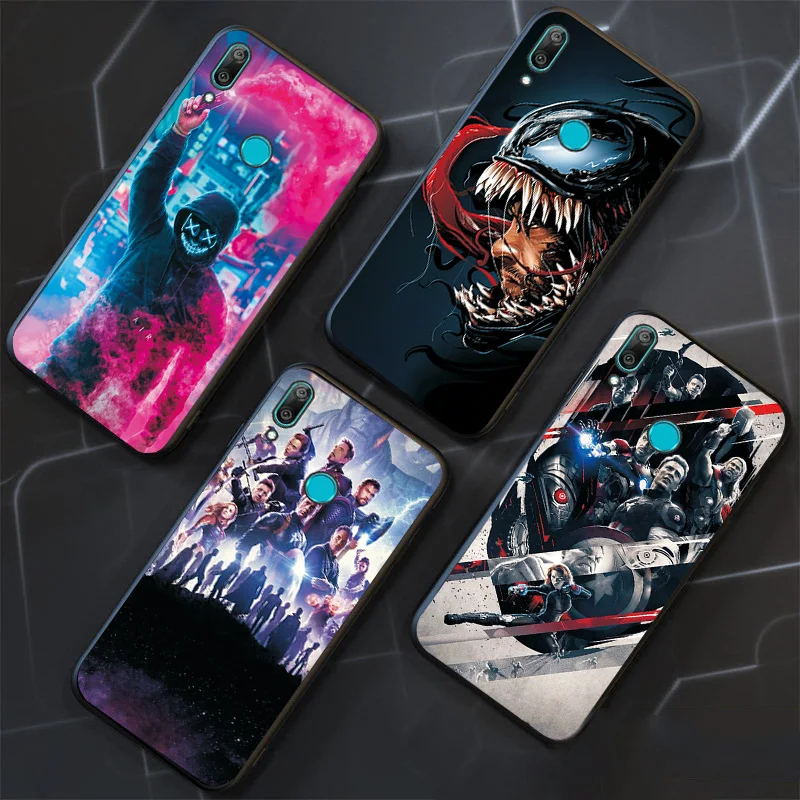 Силиконовый черный чехол из ТПУ для huawei Y9 чехол для huawei Y9 чехол для телефона Marvel Мстители чехлы для huawei Y9 Prime
