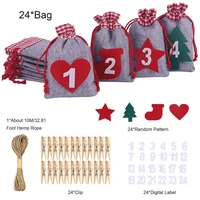 24 sets christmas gift box kraft paper cookies candy bag snowflake tags 1 24 advent calendar stickers rope party supplies decor