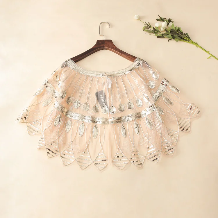 

Summer New Night Club Mesh Sleeveless Embroidery Sequin Patchwork Women's Cloak Coat Female Sexy Short Cardigan Outerwear