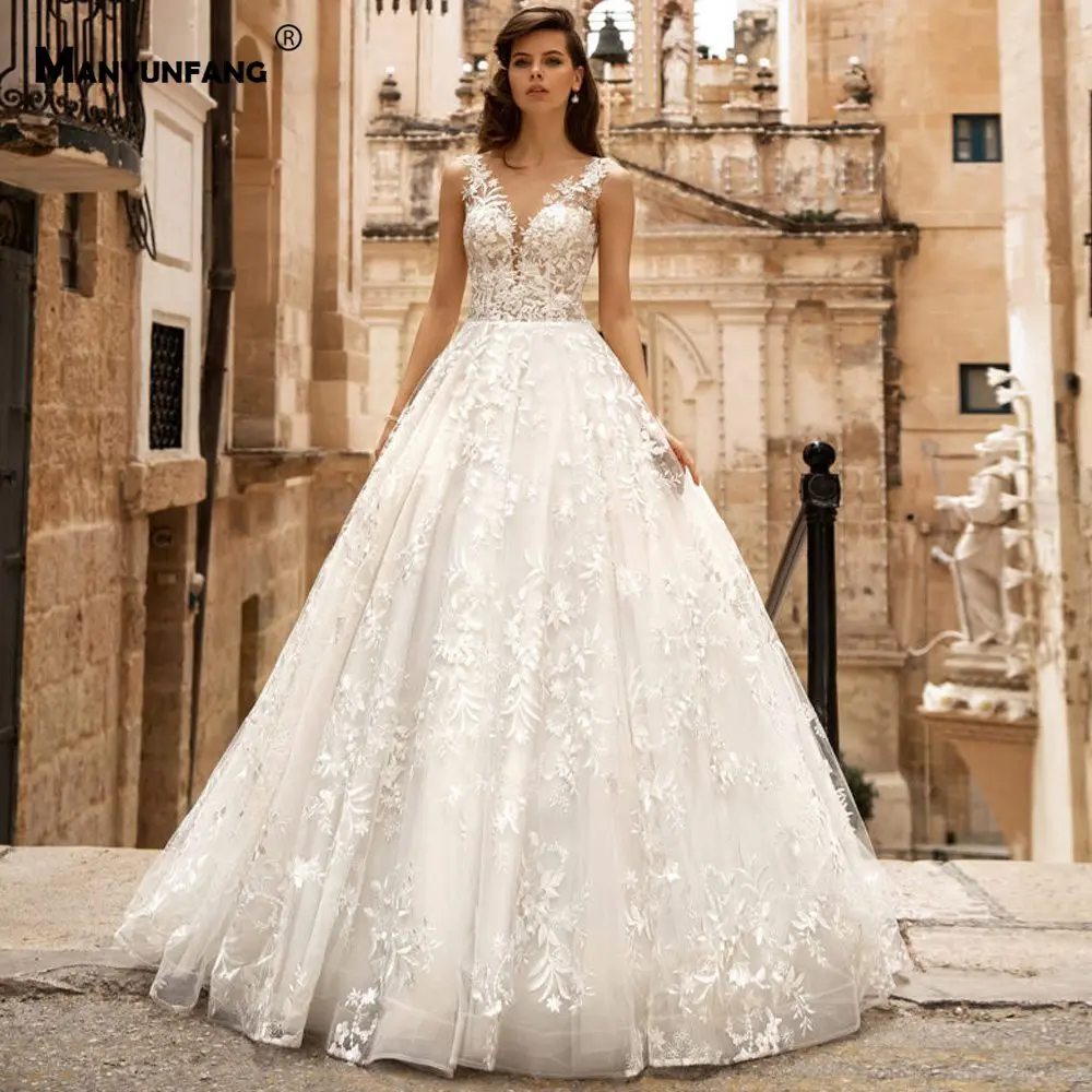 MANYUNFANG, прозрачное Тюлевое свадебное платье с вышивкой, высокое качество, vestidos de novias cortos
