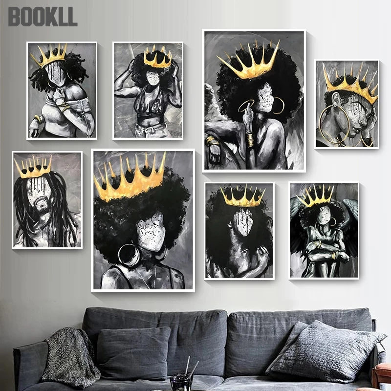 

Africa Angel Queen Black Girl Boy Nordic Posters And Prints Wall Art Canvas Painting Wall Pictures For Living Room Club Decor