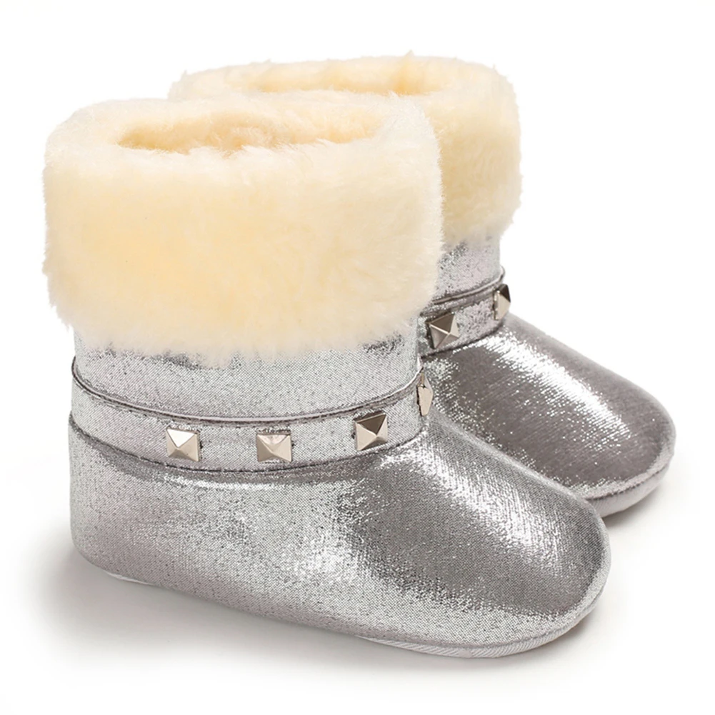 

Winter Infant Snow Boots Newborn Baby Boy Girl Shoes Toddler Plush Lined Prewalker Soft Sole PU Leather First Walker