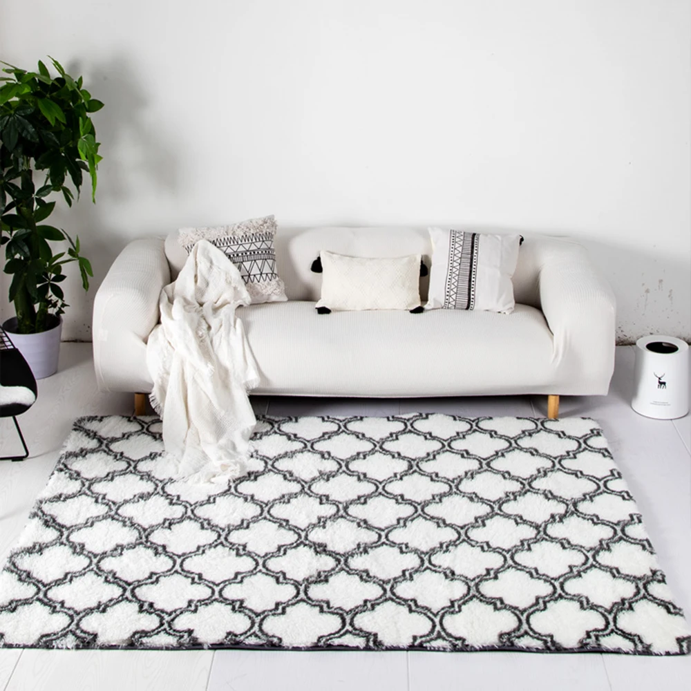 Мохнатый ковер решетчатый коврик меховой напольный офисный стул пол гостиная