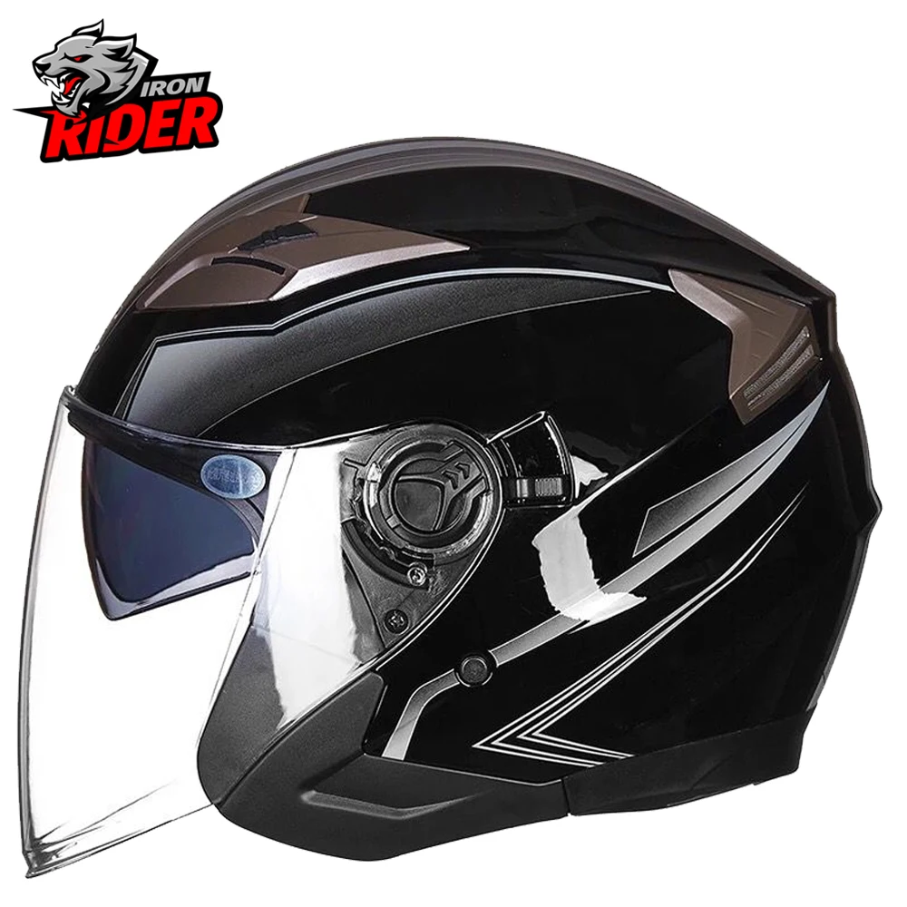 

Мотоциклетный шлем, полулицевой шлем из АБС-пластика с двойными линзами, для женщин и мужчин, Электробезопасность