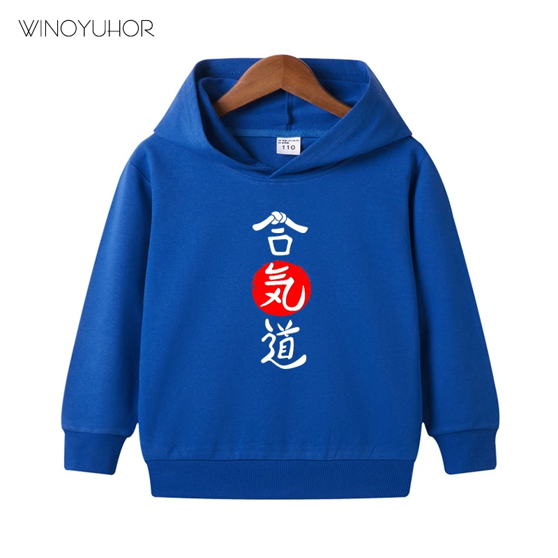 Толстовки Kanji Aikido для детей мальчиков повседневные хлопковые пуловеры с длинным