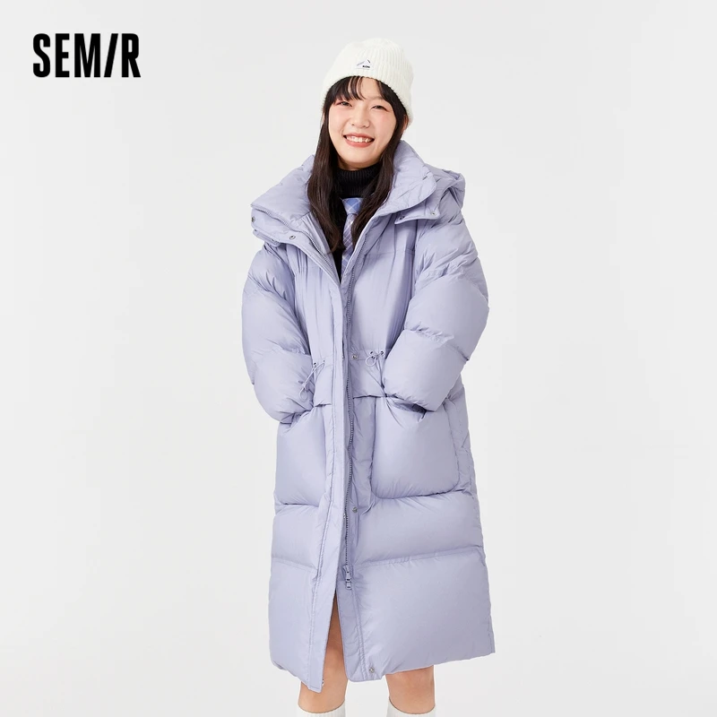 SEMIR Down Jacket Women Long Lantern Sleeves Sweet Waist Thickened Bread 2021 Winter New Loose Coat | Женская одежда - Фото №1