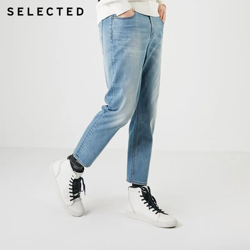 Отборные мужские весенние выцветающие и античные свободные укороченные джинсы C