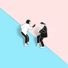 Черно-белая пленка для мужчин и женщин, эмалированная брошь для танцев, джинсовые рубашки, сумки, знаменитые модные ювелирные изделия, подарок для друзей