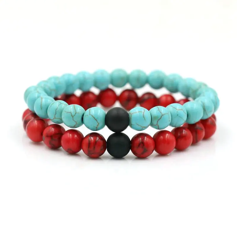 2 шт./компл. Пары Браслет дистанции Классический Натуральный Камень белого и