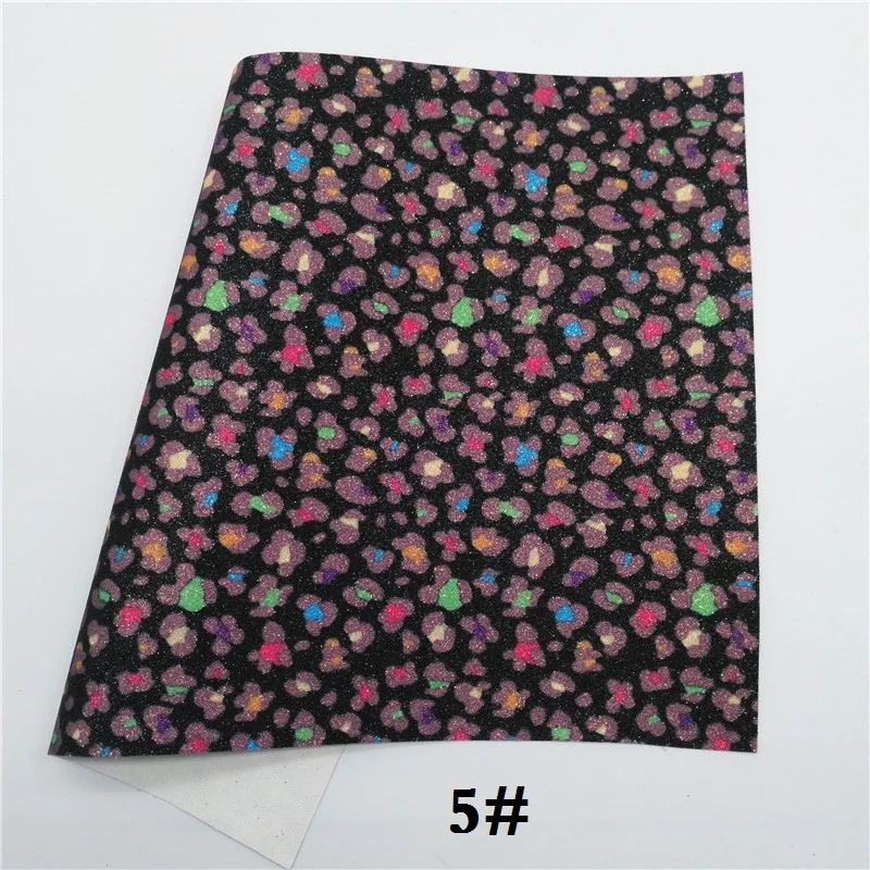 5 Glitterwishcome 21X29 см A4 Размер леопардовый блеск с принтом ткань, Радуга Блеск кожаные листы, блеск винил для бантов, GM479A - Цвет: 5