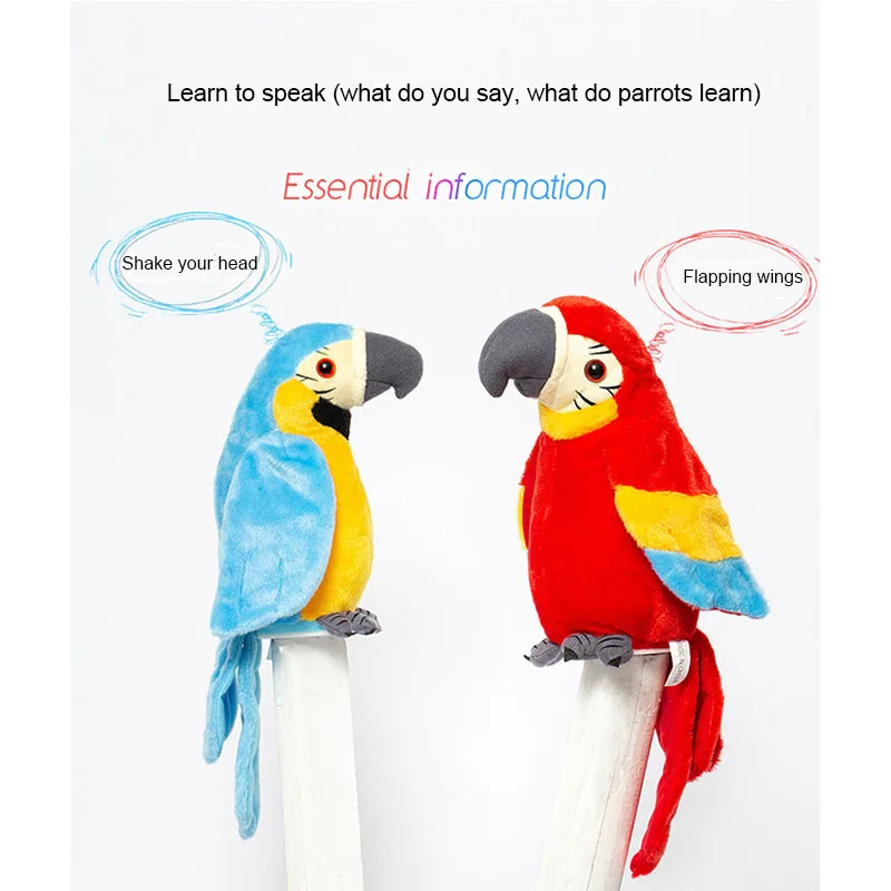 

NEW Electric Plush Toys Learn To Talk Parrot Twist Flap Wings Fun Puzzle Toys For Children Holiday Birthday Gift