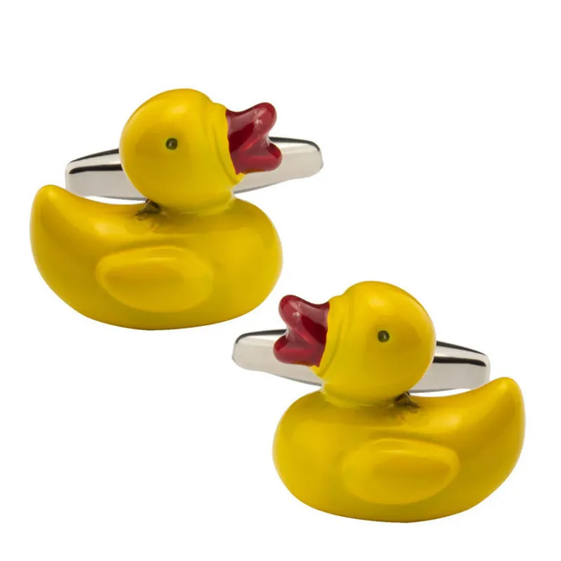 Милая желтая утка дизайн серебряный цвет запонки модные подарки