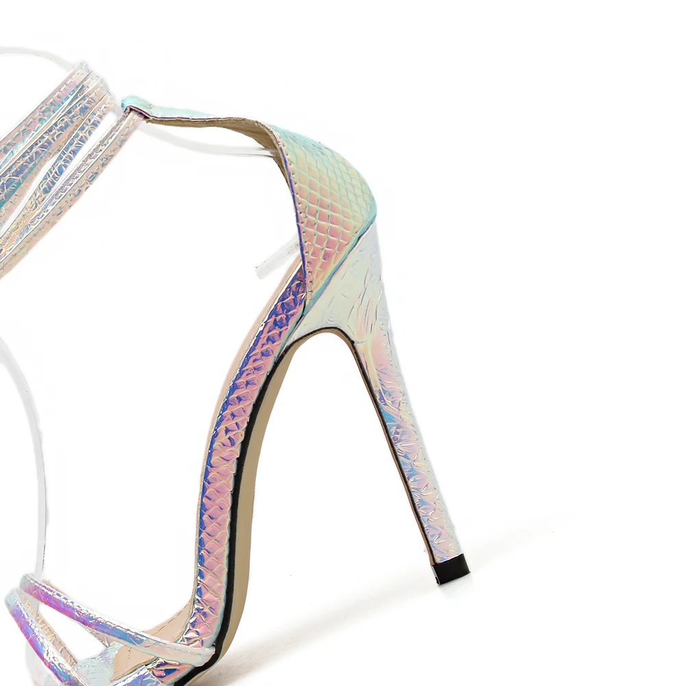 Сандалии женские высокие с ремешком на щиколотке классические туфли открытым