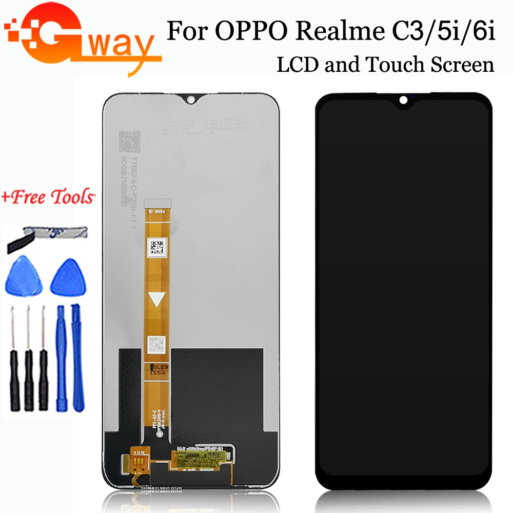 ЖК-дисплей 6,5 дюйма для Oppo Realme C3 RMX2020 RMX2027, сенсорный экран, дигитайзер для OPPO Realme 6i Realme 5i 5S Realme C3i, ЖК-дисплей