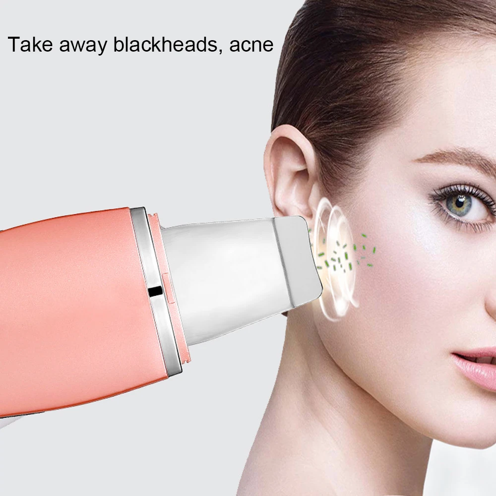 

Ultrasonic Skin Scrubber Ion Facial Cleaning Machine Pore Cleaner Peeling Face Spatula Shovel Scrapper Against Blackhead Remover