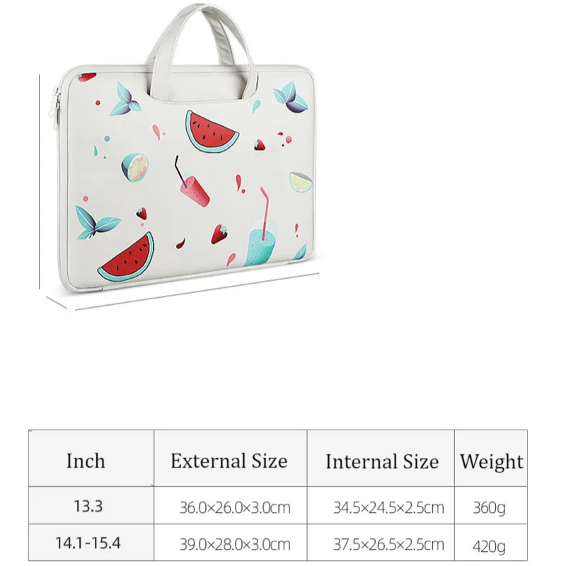 

Women Briefcase Men PU Leather 13.3 14.1 15.4inch Cartoon Tablet Laptop Sleeve Bag Waterproof Cute Printed Computer Bags