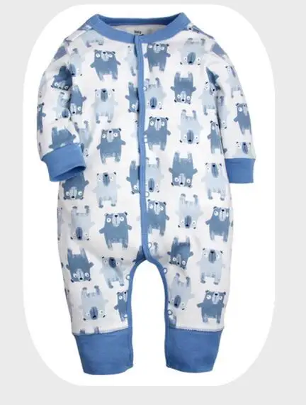 Pijama infantil; одежда для малышей; пижамы-комбинезоны для девочек; пижамы для маленьких мальчиков; комбинезон для новорожденных; ползунки для малышей - Цвет: Blue bear