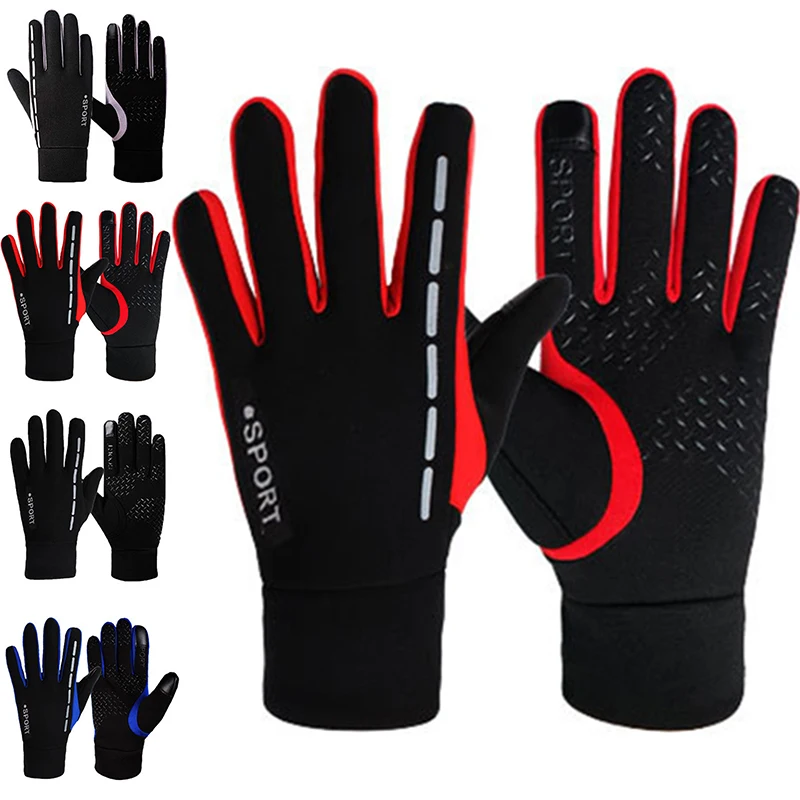 

Unisex Cycling Polyester Thermal Windproof Touch Screen Full Finger Gloves