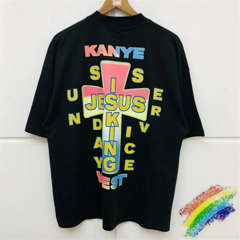 Летняя стильная футболка с принтом Jesus Is King мужские и женские футболки Kanye West Sunday