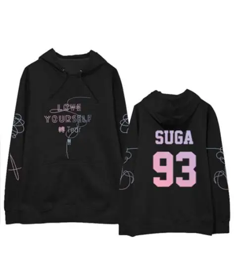 Kpop exo Bangtan/Свободная одежда с капюшоном и буквами для мальчиков, для мужчин и женщин, k-поп свитшоты - Цвет: SUGA