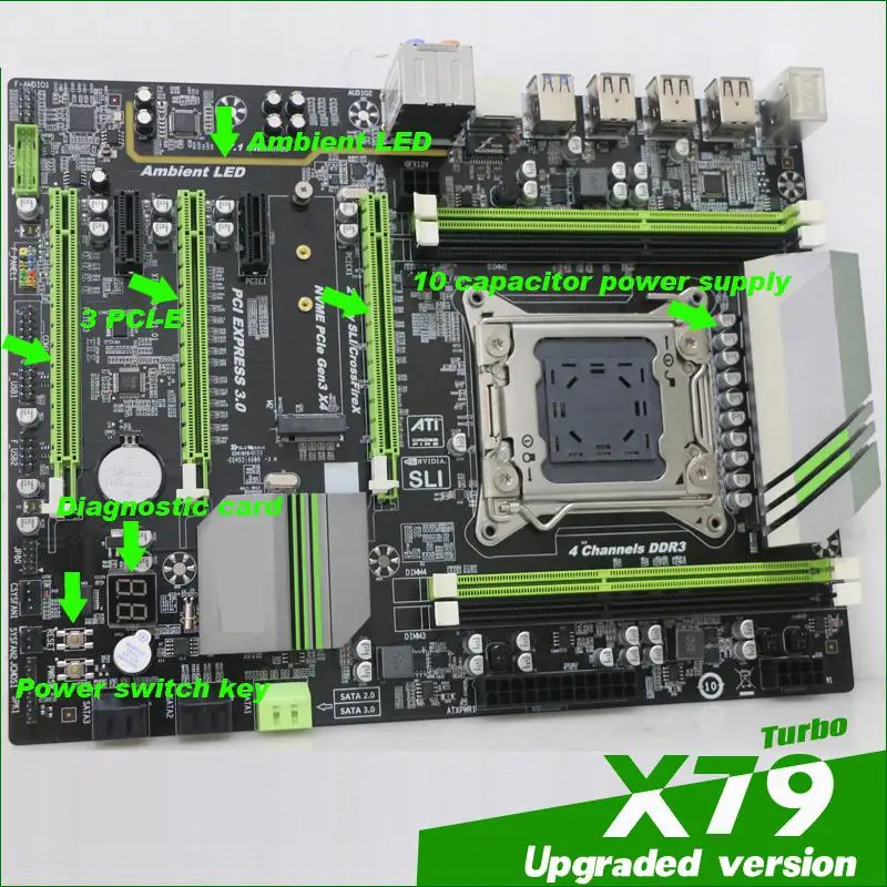 X79 материнская плата cpu DDR3 LGA 2011 настольная материнская плата E5 2680V2 карта памяти