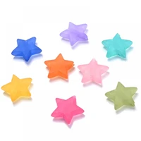 30pcs 14mm transparent frosted five pointed star shape acrylic loose beads accessories for jewelry making diy bracelet necklace