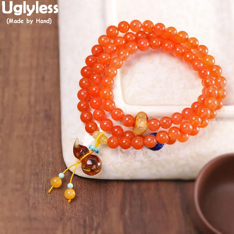 Браслет женский эластичный трехслойный из агата с бусинами и драгоценными