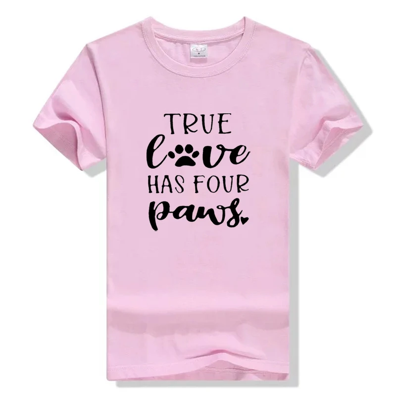 Забавная женская футболка с надписью «True Love Has Four Paws», топы с надписью «My Dog Is My Valentine», красные женские футболки в стиле Харадзюку, футболки