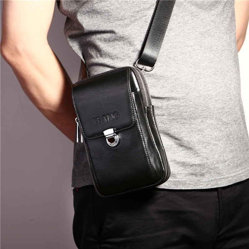 Мужская поясная сумка из натуральной кожи забавная маленькая сумочка-мессенджер