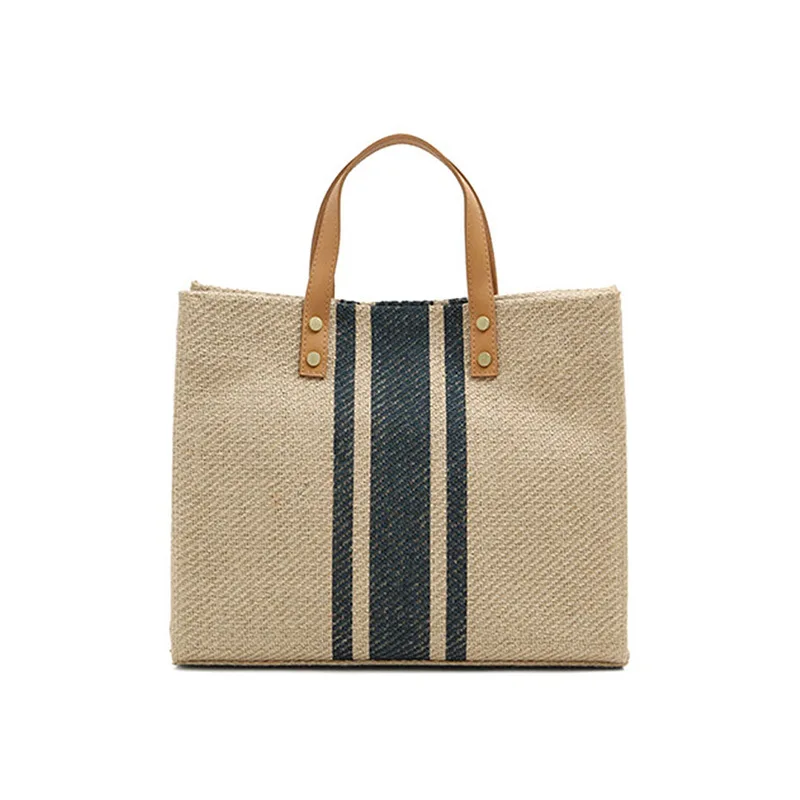 

Large Capacity Business Bag Simplicity Stripe Portable Canvas Bag