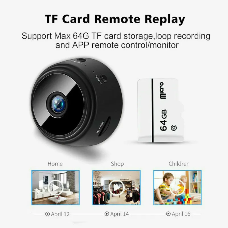 Мини-камера 1080P Wifi + карта 16G/32G инфракрасная камера ночного видения IOS Android
