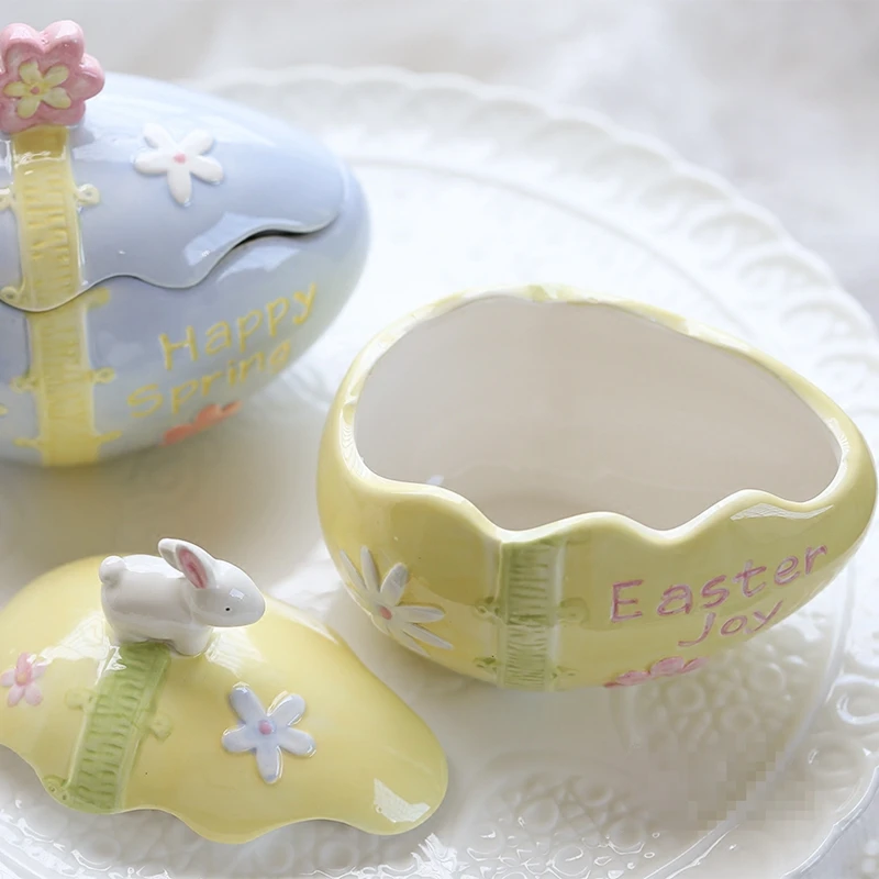 Креативная банка для хранения пасхальных яиц кроликов мелочи ручная роспись