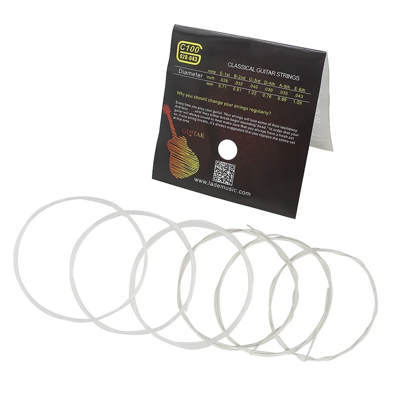 

IRIN 6 шт./компл. Классические гитарные струны, нейлоновые посеребренные медные намотанные Классические гитарные струны (.028-.043)