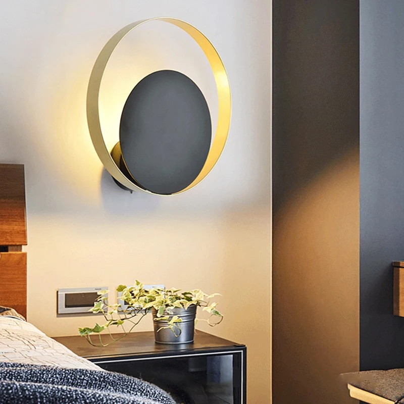 

Современная круглая креативная настенная лампа, индивидуальный прикроватный светильник для спальни, отеля, коридора, гостиной, столовой, Д...