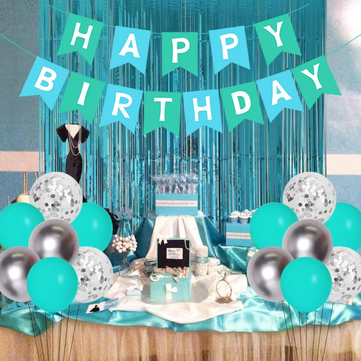 Decoraci&oacute;n Para fiesta de cumplea&ntilde;os de 10 &deg; a&ntilde;o, conjunto de globos de aluminio con doble n&uacute;mero 10, cortina con flecos, Banner para ni&ntilde;as, suministros de 10 a&ntilde;os-1