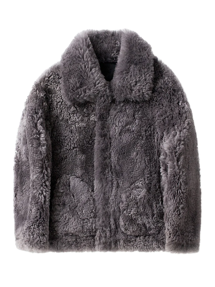 

Fur Coat Real Men Original Winter Sheep Shearling Jacekt Man Short Men's Fur Coat Warm Lamb Fur Jackets Coats 2020 12561 KJ5521