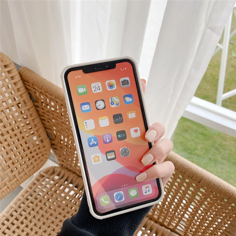 

3D Relief Colorful Love Heart Phone Case For iPhone 11 11 Pro Max X XS XR 7 8 Plus SE2020 Matte Leather Beige Back Cover Cases