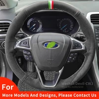 alcantara steering wheel cover for ford mondeo focus fiesta edge escort explorer kuga territory leather car interior accessories