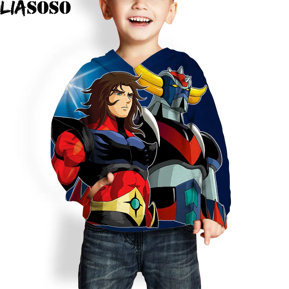

Anime Grendizer UFO Robot Goldorak Children Hoodies Men Women Streetwear Kids Long Sleeves Pullover Sweatshirts Streetwear