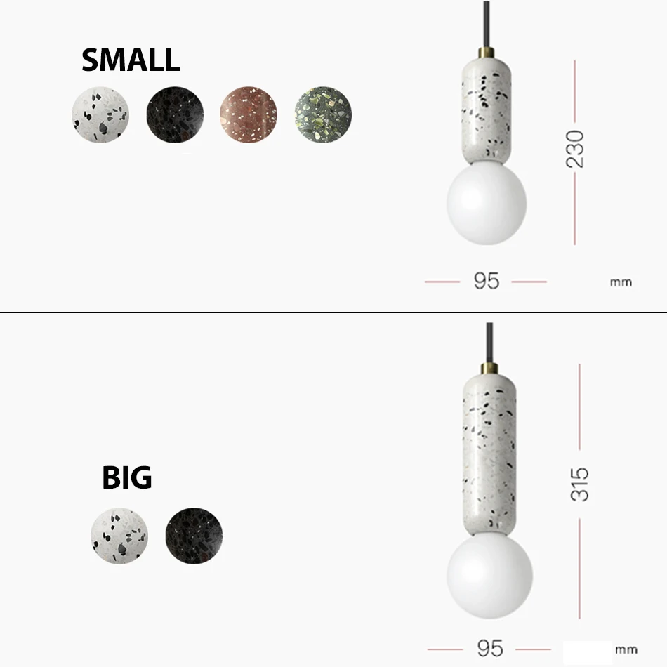 

Nordic Colorful Terrazzo pendant lights Modern Industial Lamp Hanging Lamp for dining room restaurant Bedroom Indoor lamps