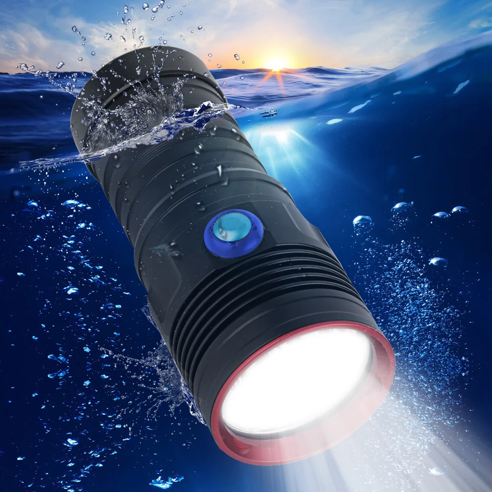BORUiT 5* XM-L2 светодиодный Дайвинг вспышки светильник 6000LM 3-режимный вспышка для съемки видео Фотография факела подводный 80 м 18650 подводный светильник