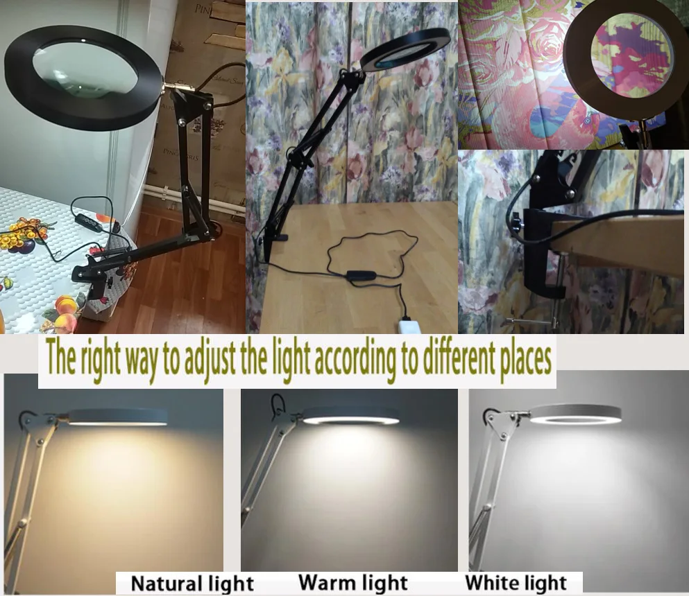 USB 3X скамья тиски стол Зажимная Лупа светодиодный свет гибкие настольная лампа