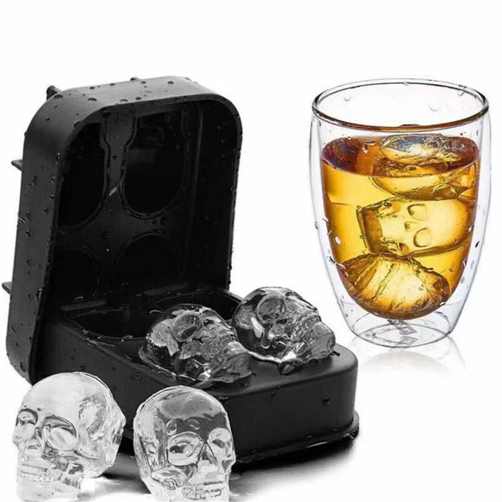 

3D Skull Silicone Mold Ice Cube Maker DIY Chocolate Mould Tray Ice Cream Tool Whiskey Wine Cocktail Ice Cube Molds