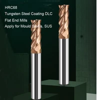 hrc68 solid carbide end mills 4 flute tungsten steel coating dlc milling slotting profiling face mill cutter for mold steel sus