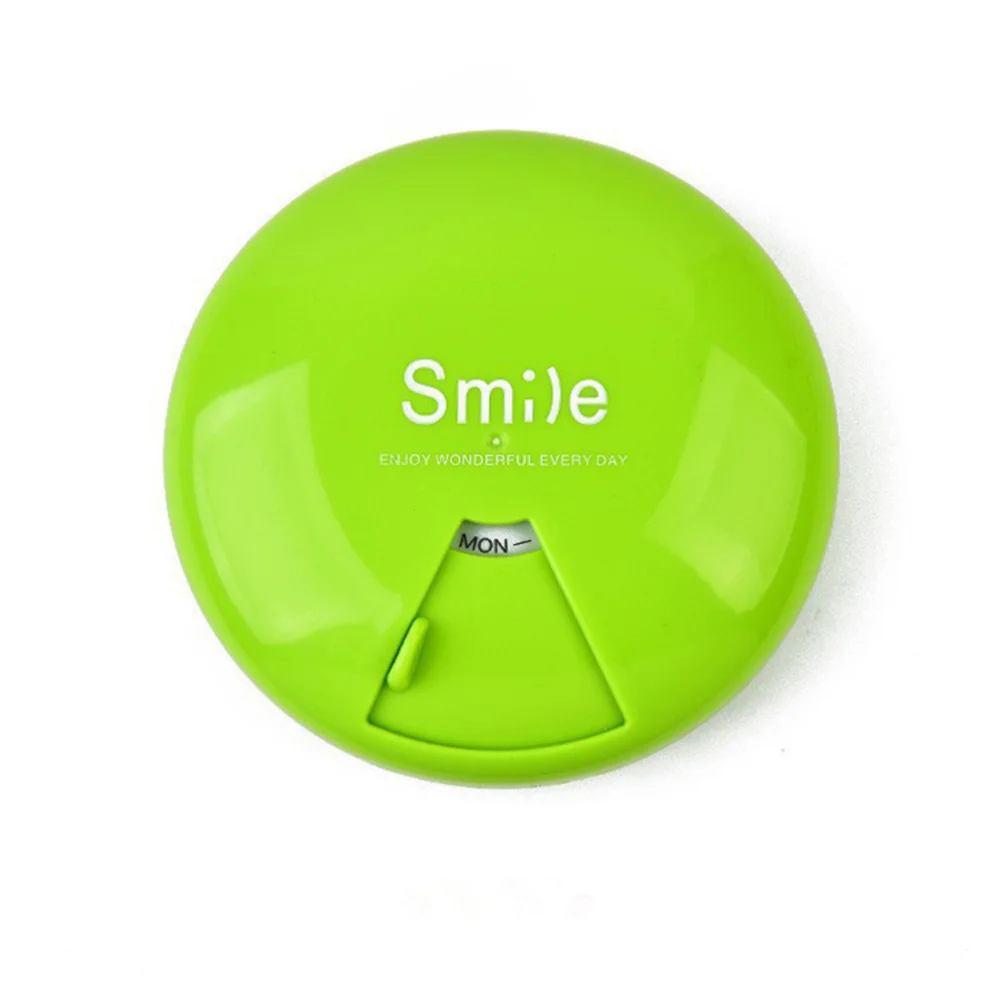 

4PCS Compact Weekly 7 Grids Pill Case Portable Pill Sub Box Round Rotating Pill Box Household Medicine Case Multi-purpose Plasti