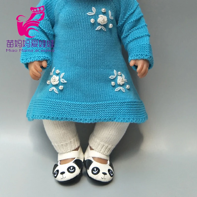 Комплект одежды для куклы младенца 43 см вязаное платье шапка шарф девочки 18