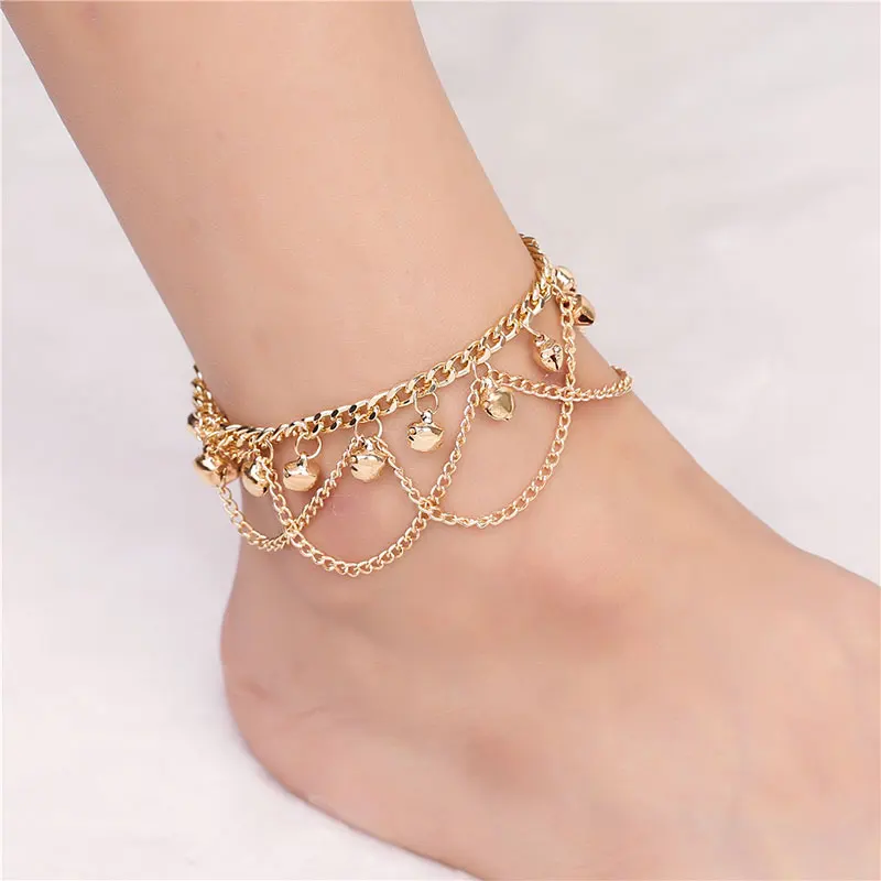 

New Trendy Bohemian Gold Bell Tassel Anklets for Women Charm Leg Bracelet Ankle Foot Chains Barefoot Sandal Sea Beach Jewelry