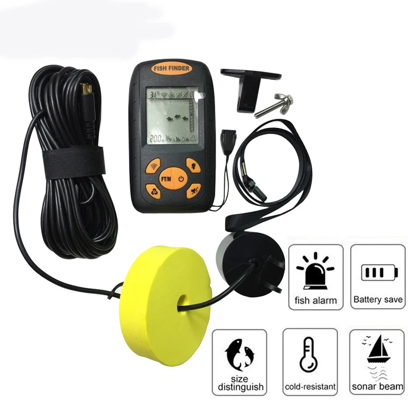 Беспроводной рыболокатор портативный глубинный сенсор ЖК детектор рыбы